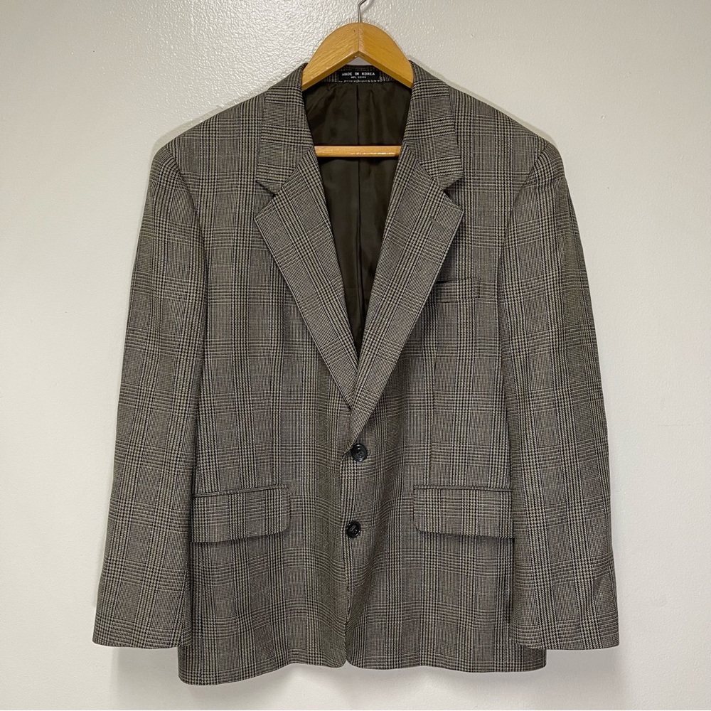 Club Room Mens 44R Silk Wool Blend Glen Plaid Sport Coat Jacket Fall Preppy
